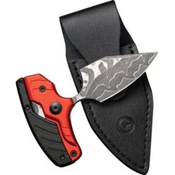 Civivi Typhoeus Folding Push Dagger Knife Black & Red Aluminum Damascus Blade W/ Sheath 21036DS1 -Elite Knives Shop CIVC21036DS1 add 04