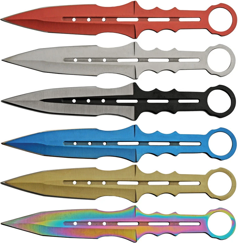 Rite Edge Multicolor Stainless 6pc Fixed Blade Throwing Knives Set 211555 1 Rite Edge Multicolor Stainless 6pc Fixed Blade Throwing Knives Set 211555