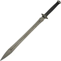 Dark Xiphos Sword Black Leather Wrapped Manganese Blade W/ Belt Sheath 926981