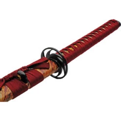 Flaming Skull Katana Red Cord Wrapped 1045 Carbon Steel Sword W/ Scabbard 926993 -Elite Knives Shop CN926993 add 02
