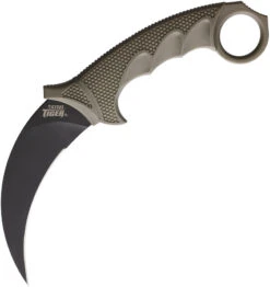 Cold Steel Karambit Steel Tiger Fixed Blade Knife Dark Earth AUS-8A 49KSTDEBK