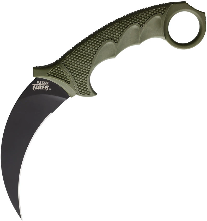 Cold Steel Karambit Steel Tiger Fixed Blade Knife OD Green AUS-8A 49KSTODBK 1 Cold Steel Karambit Steel Tiger Fixed Blade Knife OD Green AUS-8A 49KSTODBK
