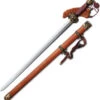 Cold Steel Two Collar Sea Wave Gim Sword Rosewood Damascus Sword W/ Scabbard SWSEAGIM