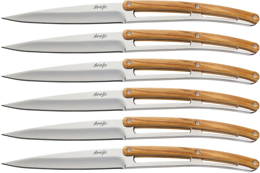 Deejo Steak Knife Set Of 6 Kitchen Olive Wood Knives 6ab001 1 Deejo Steak Knife Set Of 6 Kitchen Olive Wood Knives 6ab001