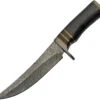 Damascus 11.75" Red & Brass Spacers Wood Handle Bowie + Sheath 1241