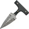 Damascus Black Micarta Double Edge Push Dagger W/ Leather Belt Sheath 1317BK