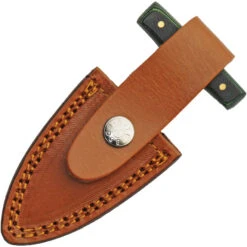 Damascus Green & Black Micarta Double Edge Push Dagger W/ Leather Sheath 1317GN -Elite Knives Shop DM1317GN add 02