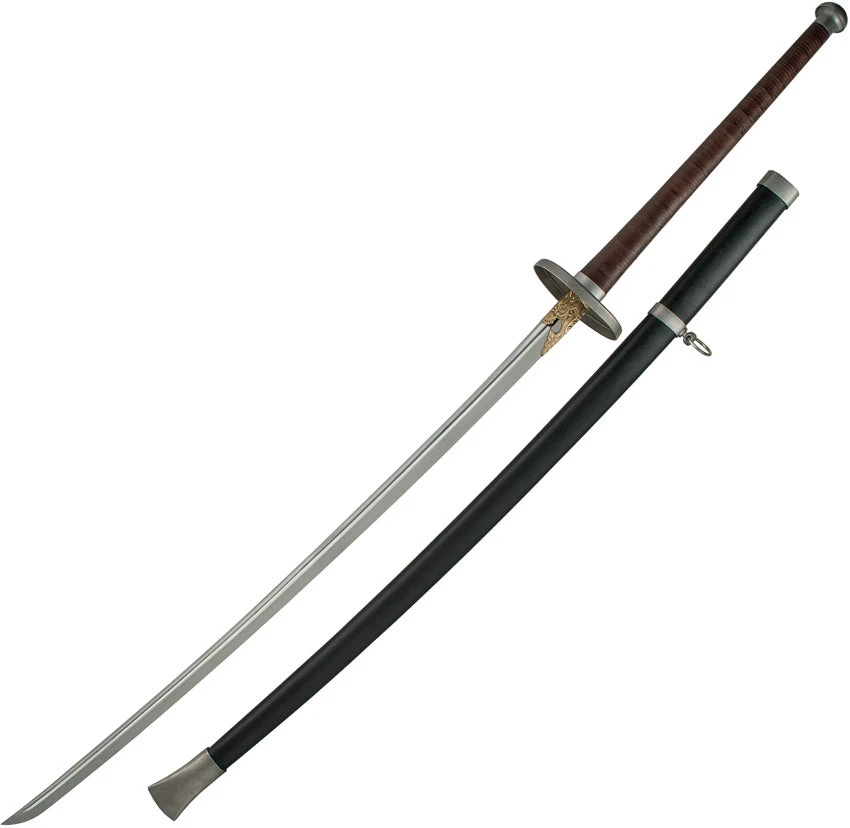 Dragon King Big Miao Dao Katana Brown Leather Wrapped Carbon Steel Sword 11190 1 Dragon King Big Miao Dao Katana Brown Leather Wrapped Carbon Steel Sword 11190