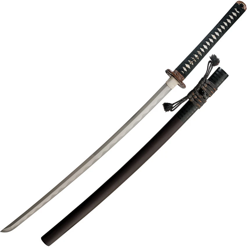 Dragon King Pine Crane Katana Black Cord Wrapped Steel Sword W/ Scabbard 35290 1 Dragon King Pine Crane Katana Black Cord Wrapped Steel Sword W/ Scabbard 35290