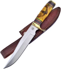 Frost Cutlery Yellow Bone Fixed Blade Hunting Bowie Knife W/Sheath W609YB