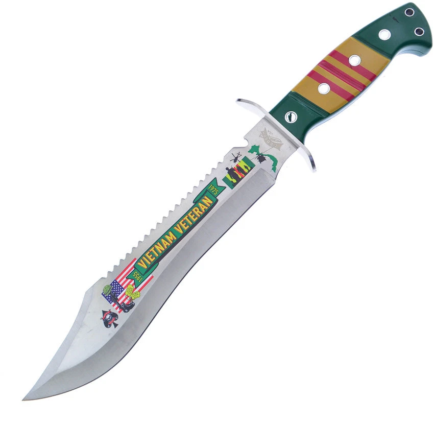 Frost Cutlery Vietnam Vet Bowie Multi-Color Handle Stainless Steel Knife C50V 1 Frost Cutlery Vietnam Vet Bowie Multi-Color Handle Stainless Steel Knife C50V