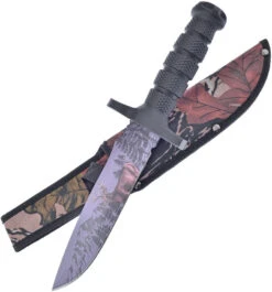 Frost Cutlery Deer Print Fixed Blade Hunting Bowie Knife W/ Sheath C56D