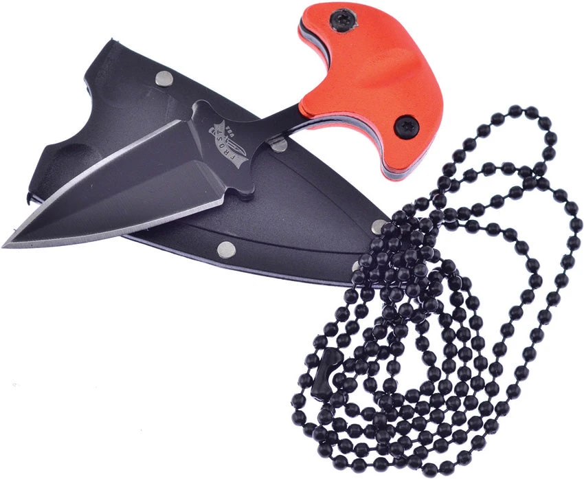 Frost Cutlery Orange Aluminum Double Edge Push Dagger W/ Neck Sheath C96OR 1 Frost Cutlery Orange Aluminum Double Edge Push Dagger W/ Neck Sheath C96OR