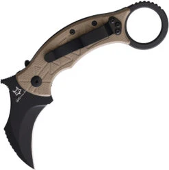 Fox Tribal K Karambit Linerlock Tan G10 Folding Bohler N690 Pocket Knife 802CT