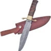 Frost Cutlery Bowie Brown Walnut Damascus Steel Fixed Blade Knife VFD54