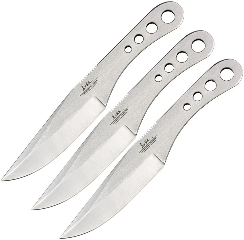 Gil Hibben 3pc Thrower II Stainless Handles Fixed Blade Triple Knife Set 455C 1 Gil Hibben 3pc Thrower II Stainless Handles Fixed Blade Triple Knife Set 455C