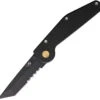 GT Knives Automatic Police Knife Button Lock Black Aluminum Partially Serrated ATS-34 Tanto Blade 304