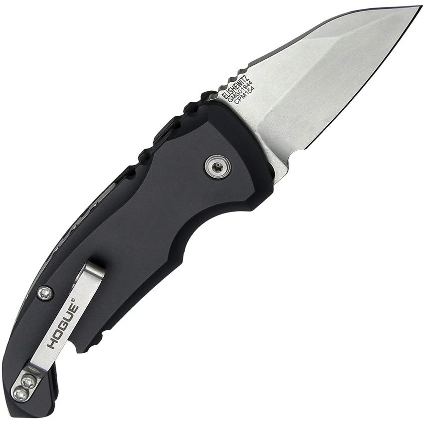 Hogue Automatic A01 Microswitch Knife Button Lock Black Aluminum CPM-154 Tumbled Wharncliffe 24140 2 Hogue Automatic A01 Microswitch Knife Button Lock Black Aluminum CPM-154 Tumbled Wharncliffe 24140 - Image 2
