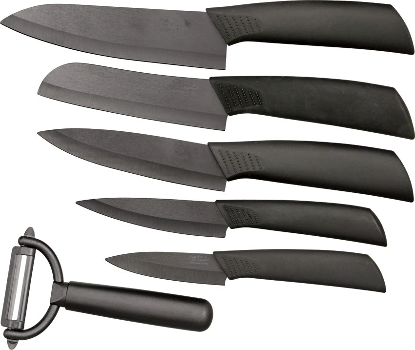 Hen & Rooster Six Piece Ceramic Kitchen Knife Set 6pc Black Blade 016 1 Hen & Rooster Six Piece Ceramic Kitchen Knife Set 6pc Black Blade 016