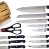 Hen & Rooster 12pc Black Kitchen Knives & Scissors Set W/ Storage Block I060