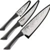 Kai USA Luna Three Piece Kitchen Gray Stainless Fixed Blade Knife Set 0370
