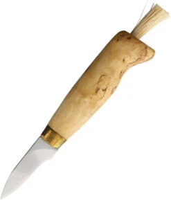 Kellam Tundra Curly Birch Mushroom Fixed Blade Neck Knife + Leather Sheath T92s