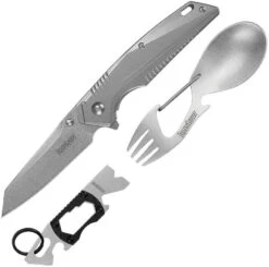 Kershaw 3 Piece Assisted Open Folding Knife Set With Spork And Pry Bar 1350