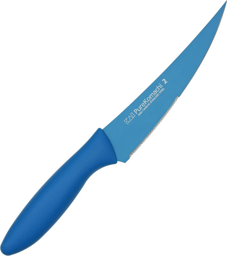 Kershaw Multi-Utility Blue Pure Komachi Kitchen Fixed Serrated Blade Knife 5061 1 Kershaw Multi-Utility Blue Pure Komachi Kitchen Fixed Serrated Blade Knife 5061