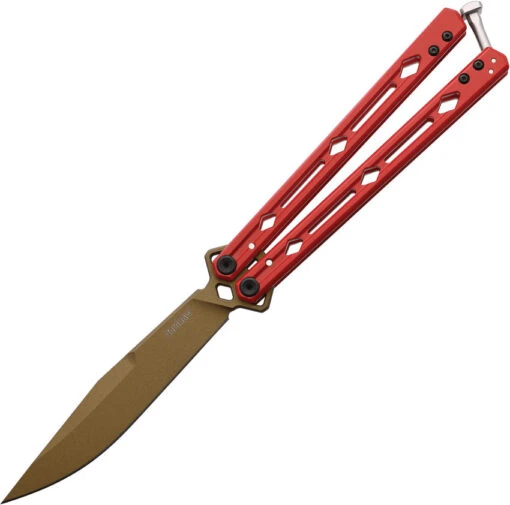 Kershaw Lucha Balisong Red Stainless Bronze 14C28N Butterfly Knife 5150REDBRZ -Elite Knives Shop KS5150REDBRZ