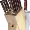 Lamson Kitchen 10pc Red-Mahogany Handle Maple Block Silver Series Set 39970