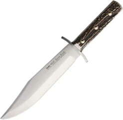 Linder Bowie Stag 440C Stainless Clip Point Fixed Blade Knife W/ Sheath 177425