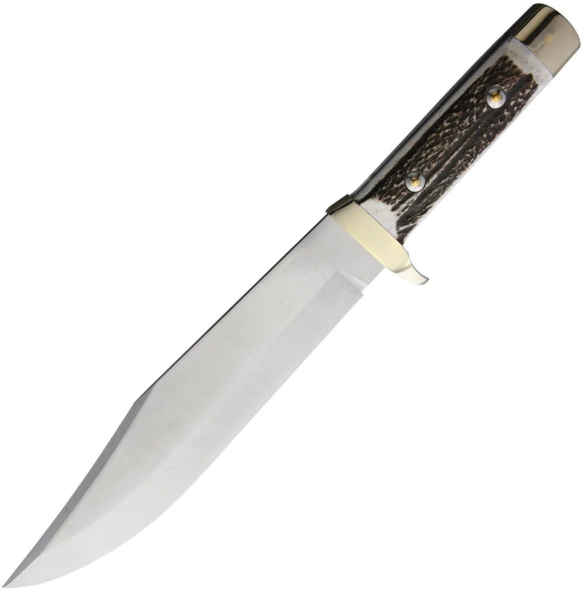 Linder Deluxe Bowie Stag 440 Stainless Fixed Blade Knife W/ Belt Sheath 177525 1 Linder Deluxe Bowie Stag 440 Stainless Fixed Blade Knife W/ Belt Sheath 177525