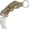 Mantis Vuja De Karambit Desert Tan Folding Pocket Knife Button Lock MK4DT