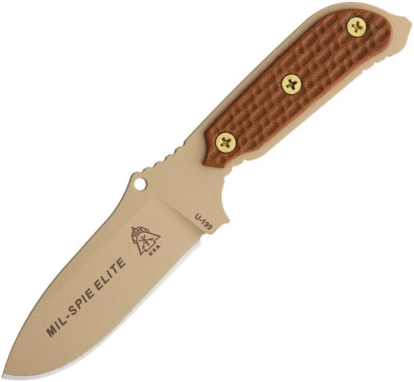 TOPS Mil-Spie 3 Elite Fixed Hunter Coyote Tan Blade & Handle Knife - MIL3ELITETAN 1 TOPS Mil-Spie 3 Elite Fixed Hunter Coyote Tan Blade & Handle Knife - MIL3ELITETAN