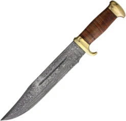 Marbles Damascus Stacked Leather Bowie + Sheath 586