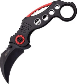 MTECH Black & Red Karambit Claw Finger Hole Tactical Folding Knife - 529BK
