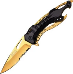 MTech Ballistic Linerlock A/O Gold Aluminum Folding Pocket Knife 705BG