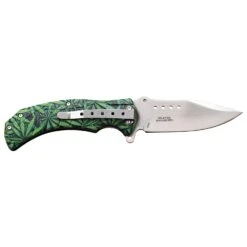 Master Lot Of 12 A/O Marijuana Leaf Green Folding 3Cr13 Pocket Knife A111GNXX -Elite Knives Shop MUA111GN add 02