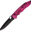 Piranha Knives Automatic Predator Tactical Knife Pink Camo Aluminum Black S30V Blade CP10PKT