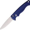 Piranha Knives Automatic Pocket Tactical Knife Button Lock Blue Aluminum 154CM Blade CP1B