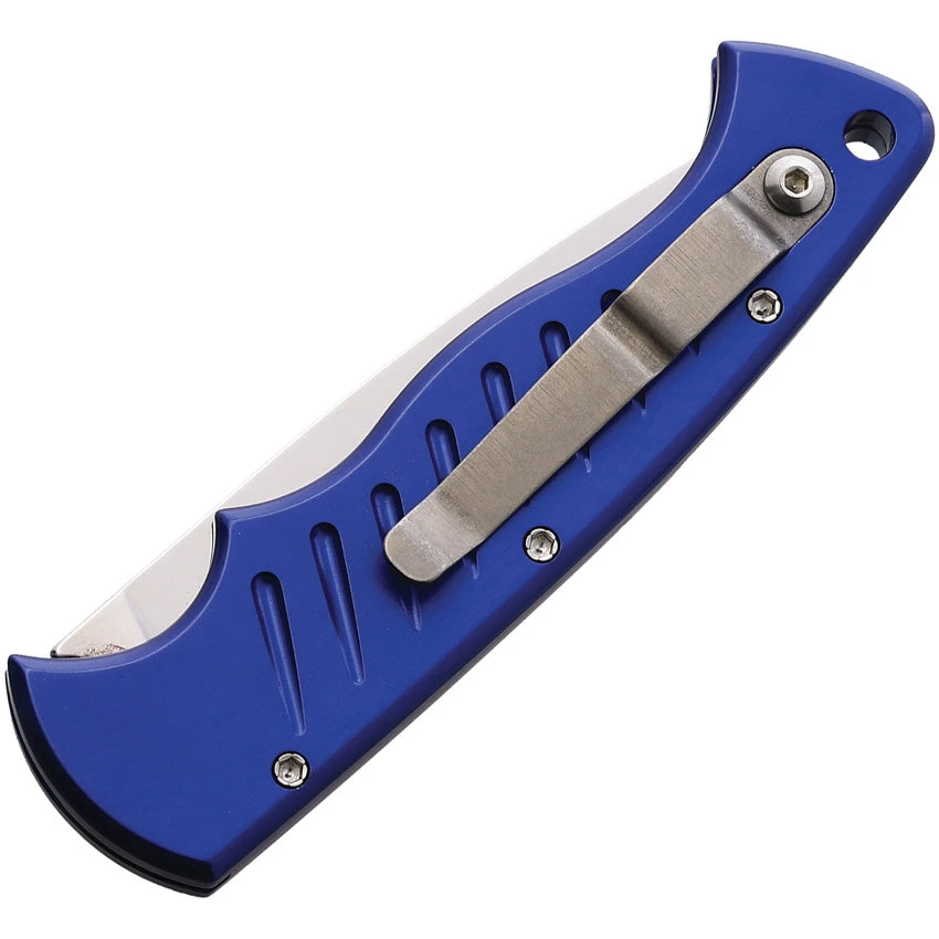 Piranha Knives Automatic Pocket Tactical Knife Button Lock Blue Aluminum 154CM Blade CP1B 2 Piranha Knives Automatic Pocket Tactical Knife Button Lock Blue Aluminum 154CM Blade CP1B - Image 2