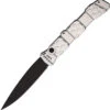 Piranha Knives Automatic 21 Tactical Knife Button Lock Silver Aluminum Black S30V Blade CP21ST