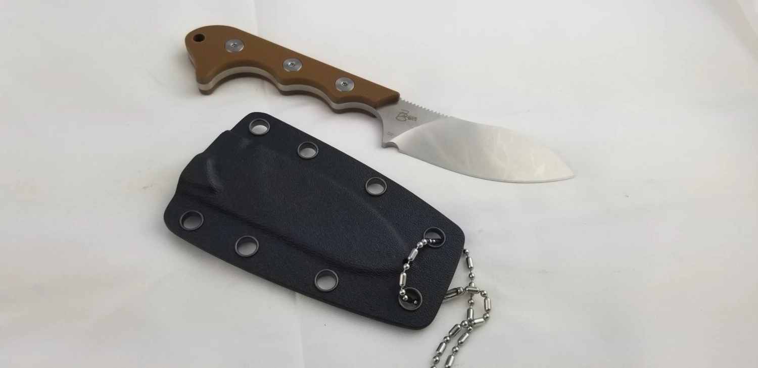 QSP Knives Neckmuk Brown G10 D2 Steel Fixed Blade Neck Knife W/ Sheath 125B 7 QSP Knives Neckmuk Brown G10 D2 Steel Fixed Blade Neck Knife W/ Sheath 125B - Image 7
