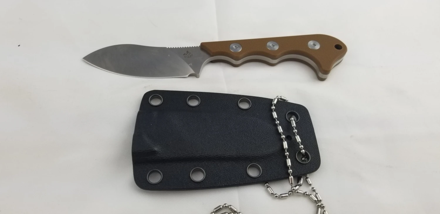 QSP Knives Neckmuk Brown G10 D2 Steel Fixed Blade Neck Knife W/ Sheath 125B 12 QSP Knives Neckmuk Brown G10 D2 Steel Fixed Blade Neck Knife W/ Sheath 125B - Image 12