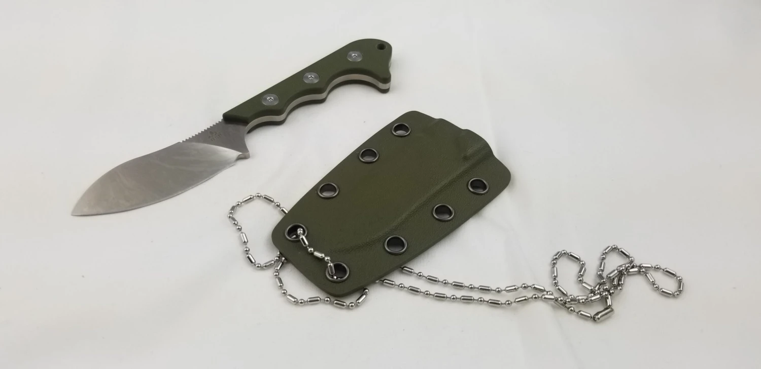QSP Neckmuk Green G10 Neck Knife + Sheath 125c 8 QSP Neckmuk Green G10 Neck Knife + Sheath 125c - Image 8