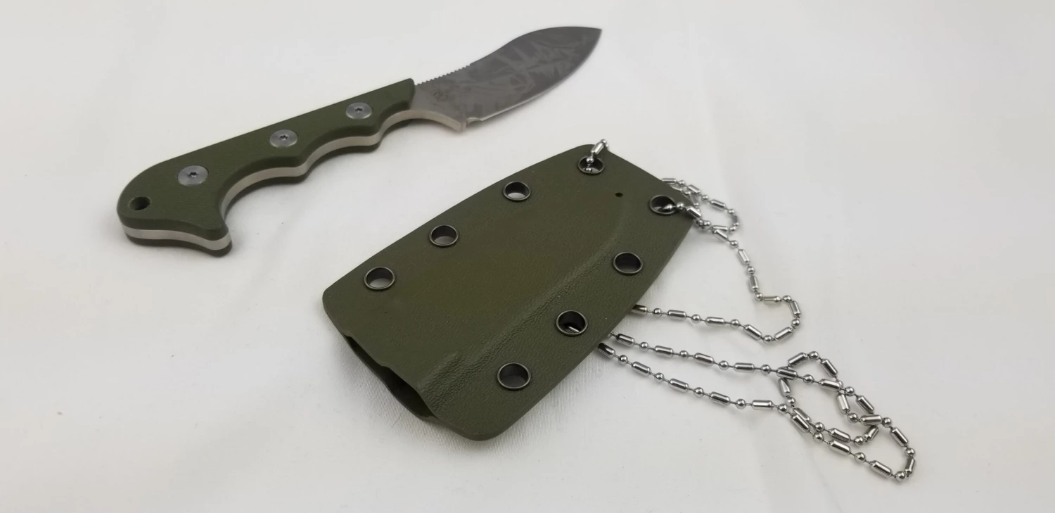 QSP Neckmuk Green G10 Neck Knife + Sheath 125c 9 QSP Neckmuk Green G10 Neck Knife + Sheath 125c - Image 9