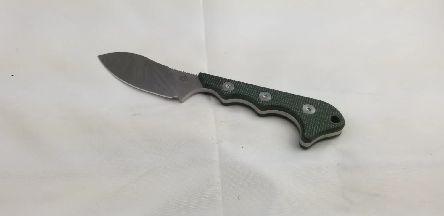 QSP Knives Neckmuk Green Micarta D2 Steel Fixed Blade Neck Knife W/ Sheath 125F 4 QSP Knives Neckmuk Green Micarta D2 Steel Fixed Blade Neck Knife W/ Sheath 125F - Image 4