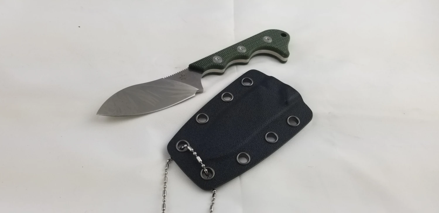 QSP Knives Neckmuk Green Micarta D2 Steel Fixed Blade Neck Knife W/ Sheath 125F 6 QSP Knives Neckmuk Green Micarta D2 Steel Fixed Blade Neck Knife W/ Sheath 125F - Image 6