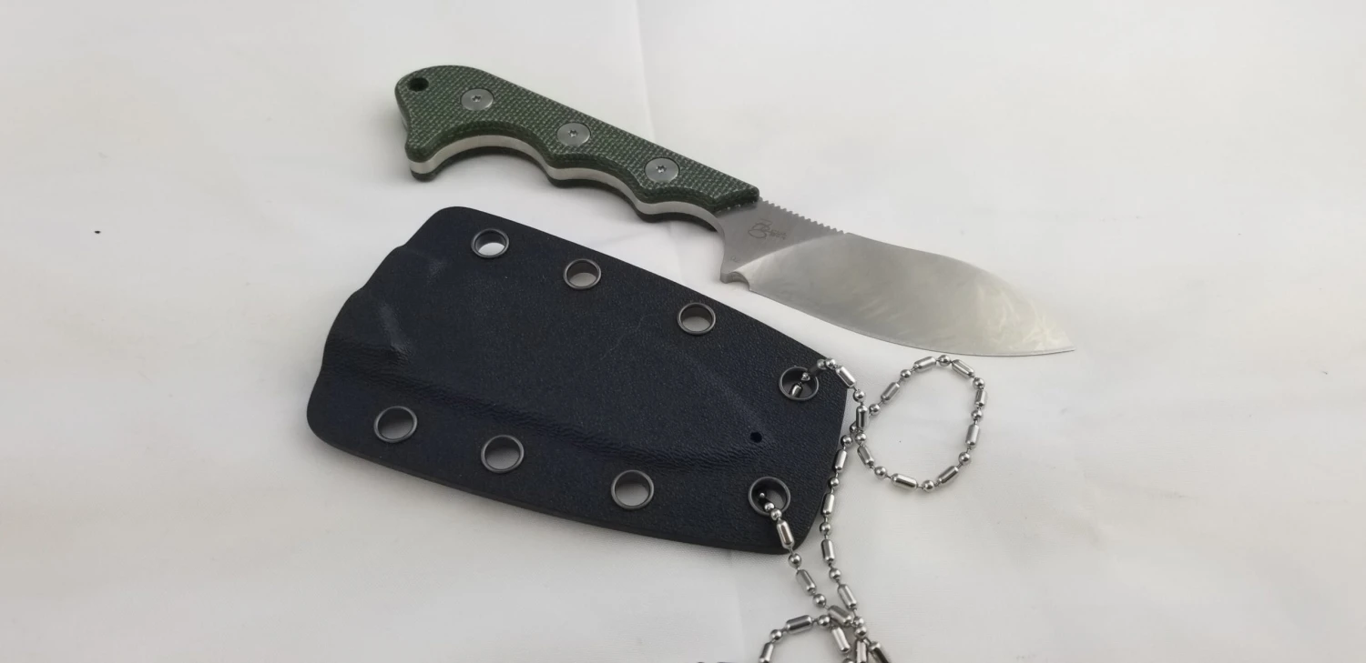 QSP Knives Neckmuk Green Micarta D2 Steel Fixed Blade Neck Knife W/ Sheath 125F 7 QSP Knives Neckmuk Green Micarta D2 Steel Fixed Blade Neck Knife W/ Sheath 125F - Image 7