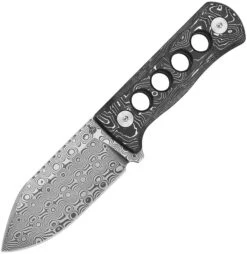 QSP Knife Canary Fixed Blade Neck Knife Aluminum Foil Carbon Fiber Damascus 141E